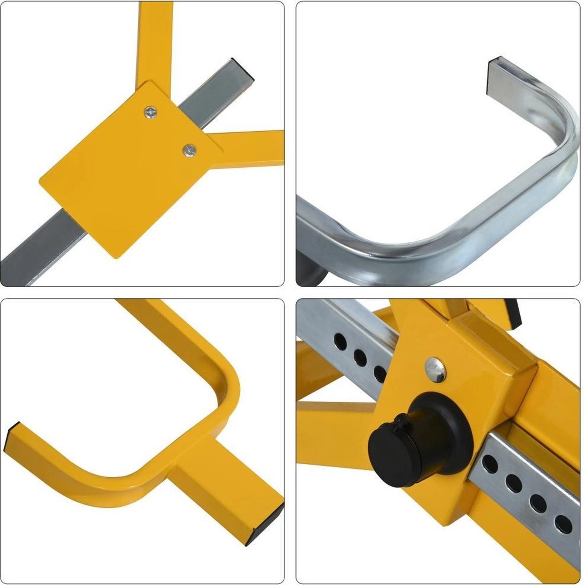 Universal Wheel Clamp with Lock - Anti-Theft Parking Clamp Security - Adjustable Wheel Lock for Car/Trailer/Caravan - With PP Sleeve Against Wheel Damage - Yellow