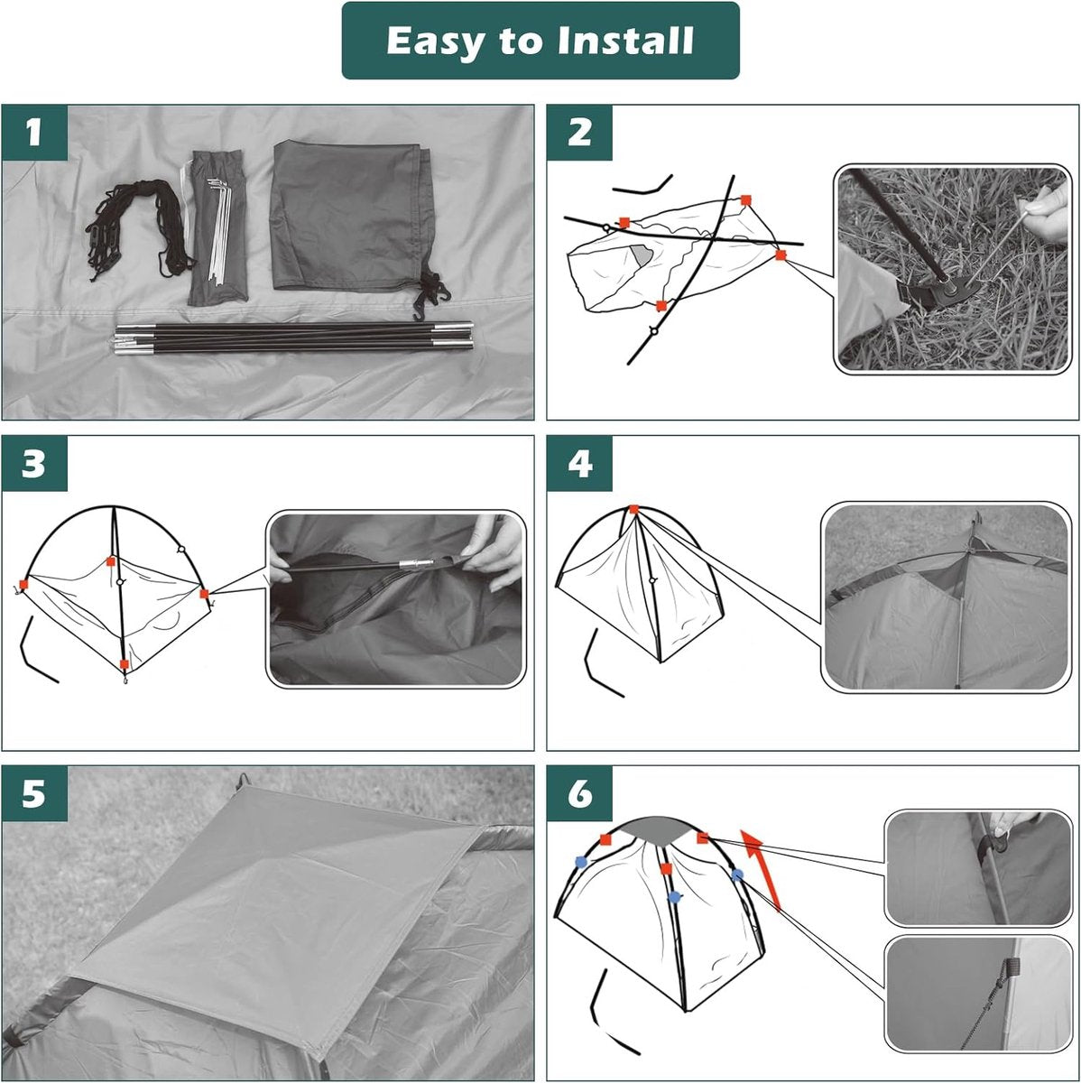 Campingtent, 1-2 personen, waterdicht, winddicht, anti-UV-tent, eenvoudige installatie, strandtent, tent met draagtas, voor buitenfamilie, vloeibare reistent