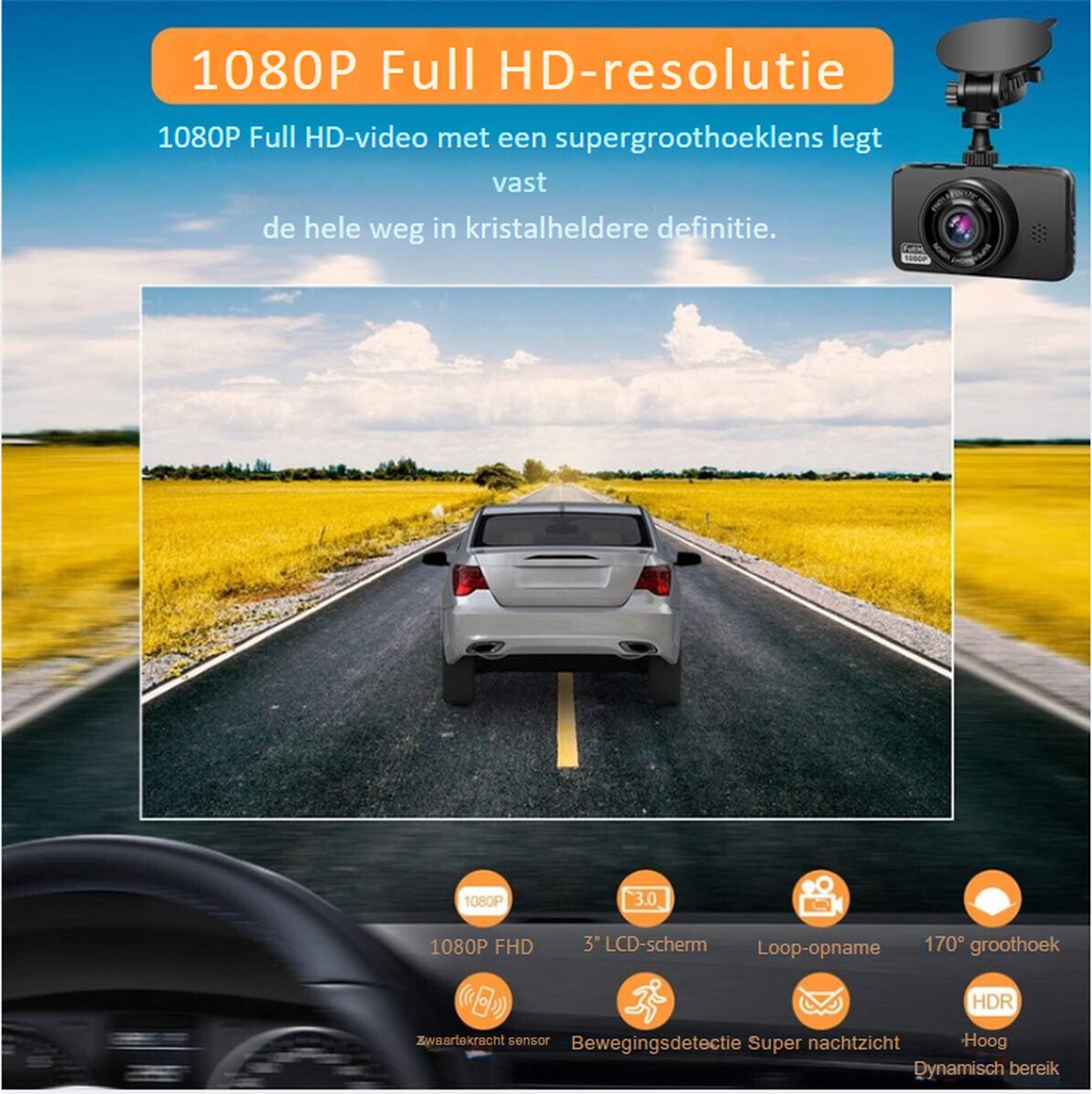 Dashcam - Beveiliging - Universele Pasvorm - Met Terugkijkfunctie - Beeldscherm - Autocamera