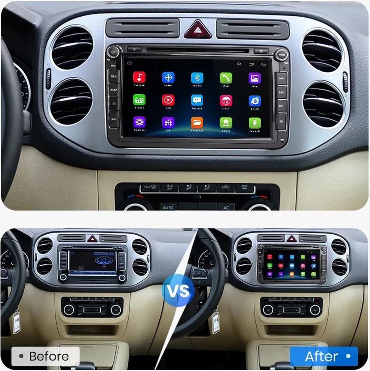 Now with FREE CAMERA! Volkswagen Seat Skoda DVD PLAYER Android 10 navigation 8inch 2+32GB Golf Polo Passat Caddy Eos Scirocco Tiguan Touran Transporter Jetta Leon Altea Toledo Octavia Superb Fabia Yeti Roomster