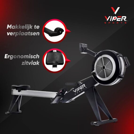 Viper Sports ViperRow – Roeitrainer – Roeimachine – Windweerstand – Inklapbaar – 10 Standen – 238 X 65 X 112 Cm –