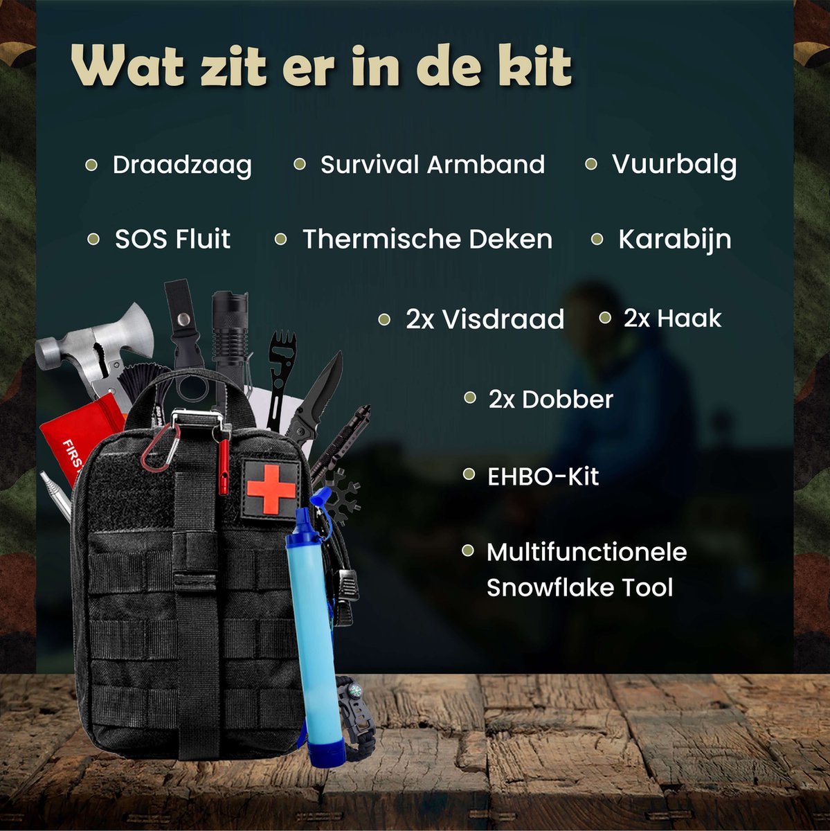 Survival Kit XL 35-delige Survival Set – Noodpakket – Overlevingspakket – Survival Armband – Survival Kit Outdoor – Survival Tool – Survival Kit Combat – Survival Kit Kinderen – Survival Kit Bushcraft – Survival Mes – Survival