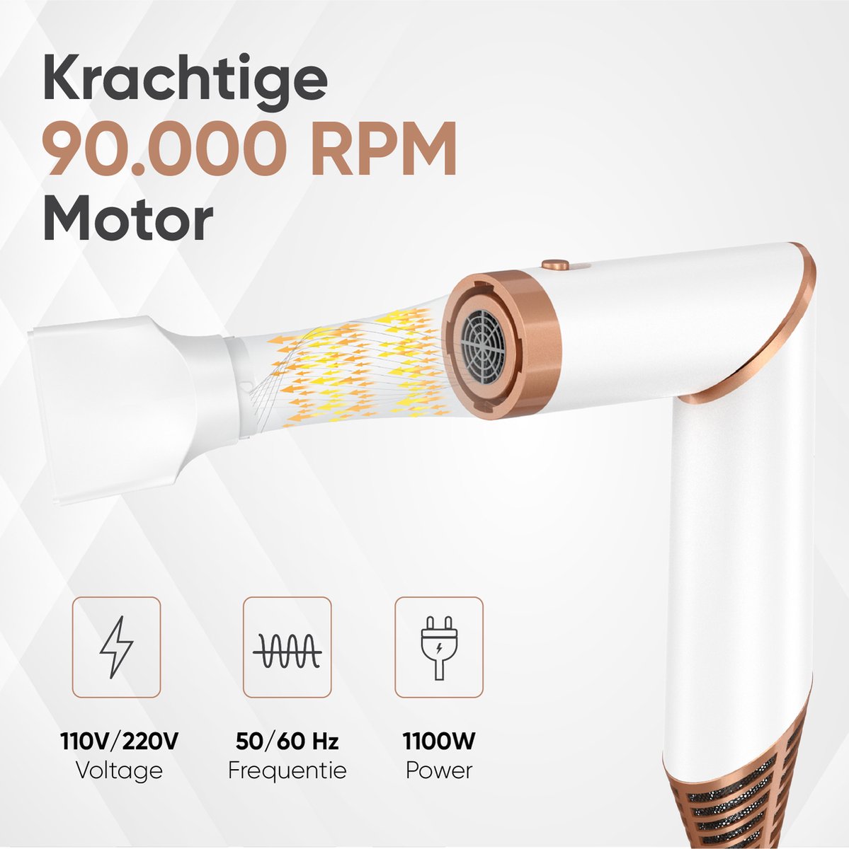 VENEUX® 6-1 Föhnborstel - Airstyler - Krulborstel - Wit / Goud - Krultang
