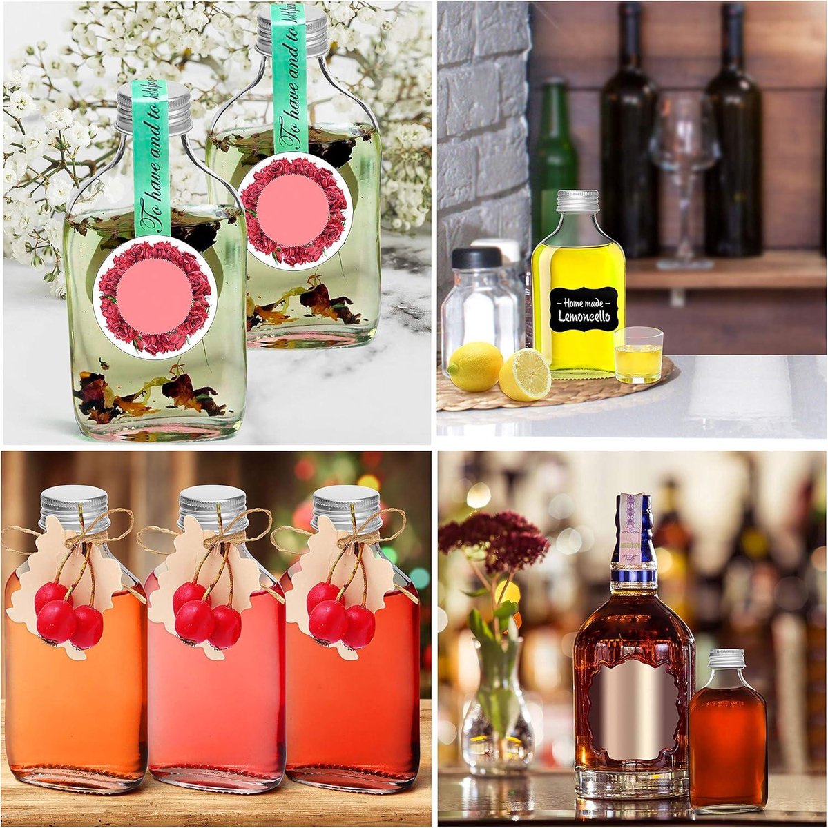 Mini 100ml Glazen Flesjes - 20 Stuks, Zilveren Dopjes & Trechter - Lege Mini Flesjes Voor Bruiloften & Feestjes - Alcohol Shots & Drankjes