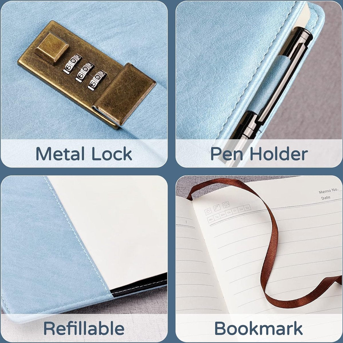 Equivera Dagboek met Slot - Notitieboek met Slot - Premium Papier - Notitieblok met Slot - Cijferslot - Dagboek