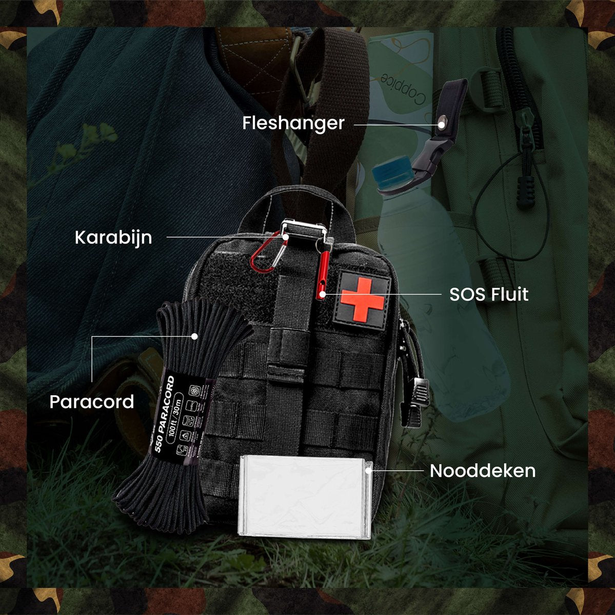 Survival Kit XL 35-delige Survival Set – Noodpakket – Overlevingspakket – Survival Armband – Survival Kit Outdoor – Survival Tool – Survival Kit Combat – Survival Kit Kinderen – Survival Kit Bushcraft – Survival Mes – Survival