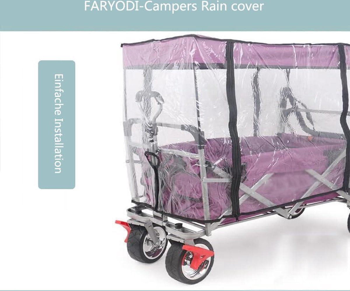 Regenhoes voor bolderkar - transparant - opvouwbaar - strand - waterdicht - accessoires - universeel
