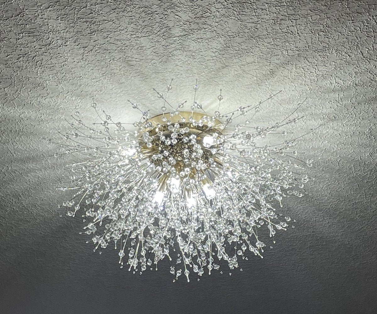 Crystal Ceiling Light | Chandelier | 6 Light Points | Gold | Crystal Plafoniere | 60 cm | Modern lamp