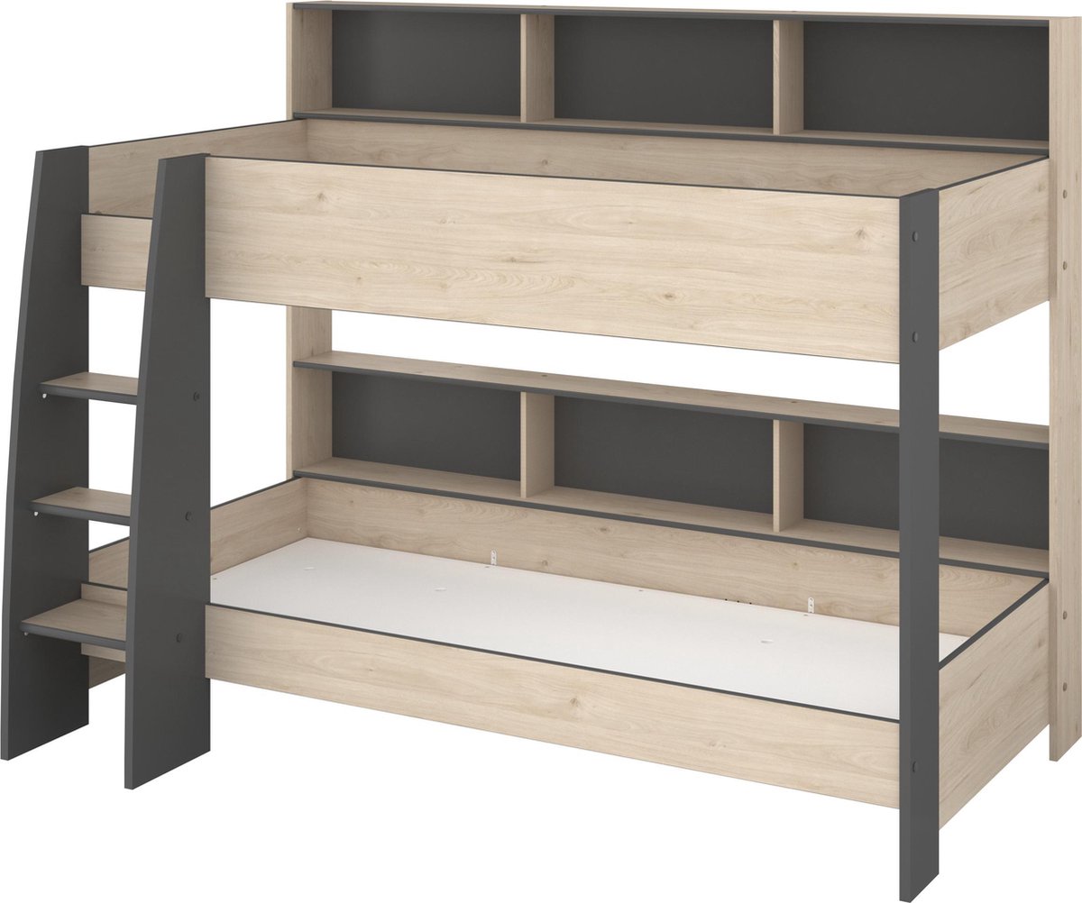 Parisot Stapelbed Leo - Eiken/Grijs – 90x200