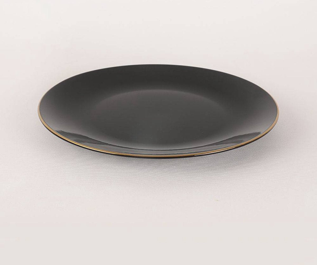 Asir Serviesset - Dinerset (44-delig). Zwart/Goud Serviesbord: 26 cm (6 stuks) Bord: 19 cm (6 stuks) Taartserveerbord: 20 cm (6 stuks) Schaal: 12 cm (6 stuks) 100% KERAMISCH AARDEWERK