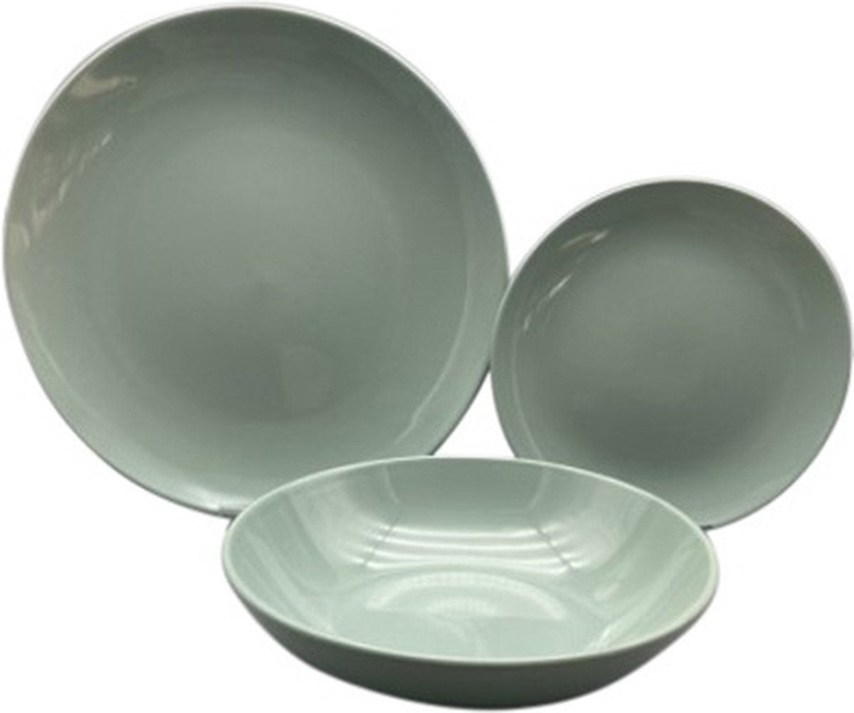 Earthenware Dinnerware Set for 6 persons, 18-piece - Mint Green