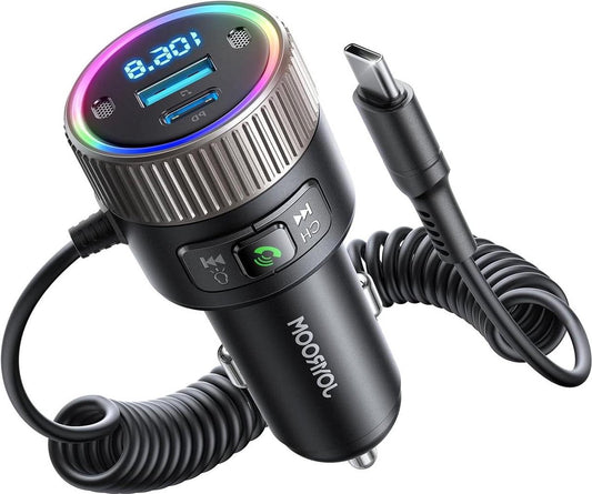 Bluetooth auto 60 W PD 30 W C-type 30 W kabelhaspel muziekspeler handsfree bellen USB_FM-zender_Lange rijtijd Ontspanning Vakantieverkeer FM-zender