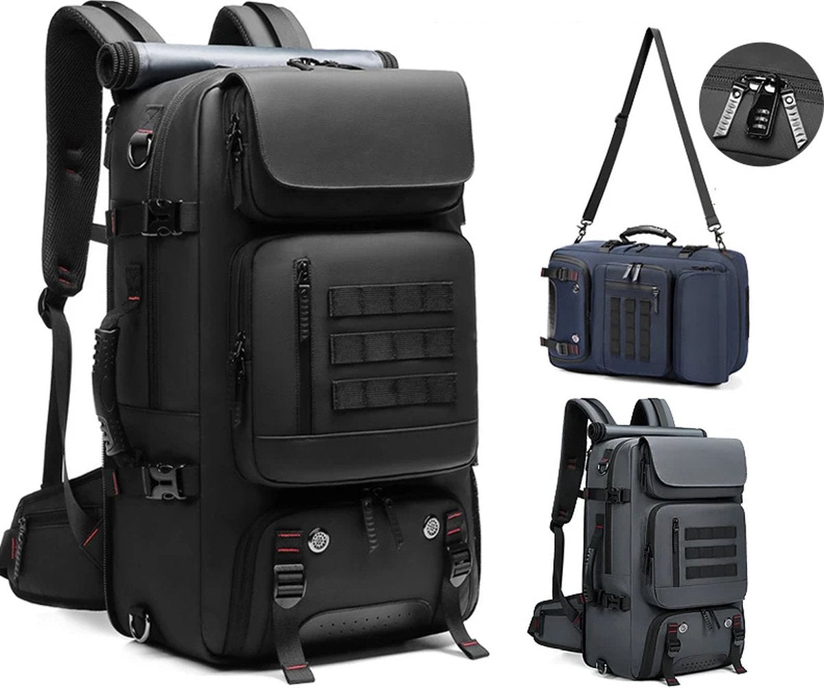 Waterproof Travel Bag for Men 17 Inch - Business Laptop Backpack with Separate Shoe Compartment, USB Charging Port, 50L Outdoor Backpack for Hiking, Business Trips and Treks, Large Backpack with Laptop Compartment and Waterproof Protection