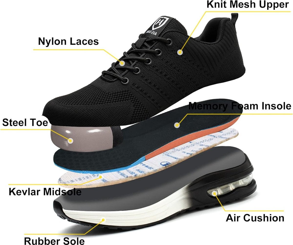 Men's Steel Toe Shoes Women's Lightweight Comfortable Work Shoes Indestructible Non-slip Air Cushion Safety Shoes, Safety Boots, Sports Shoes