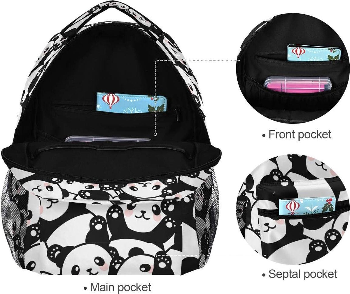 Reisrugzak Laptop Middelbare School Studenten Canvas Kids Boekentas Lichtgewicht Mode Waterdichte Schouder Dagrugzak - Panda Thema - voor Dames Heren Jongens Meisjes A Boekentas meisjes