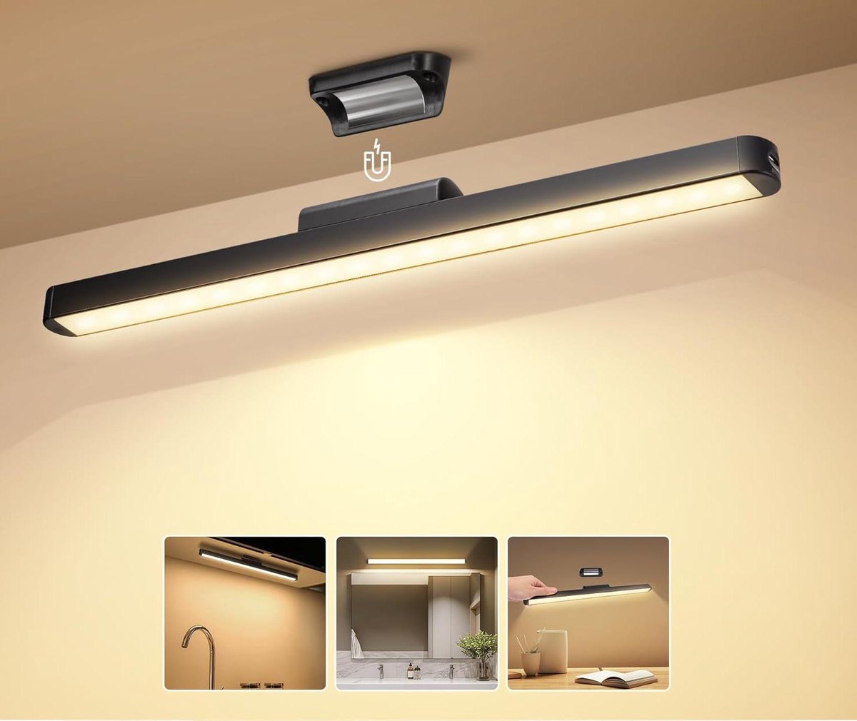 Make-up Spiegel Dimbare Touch LED Spiegellamp Badkamer - LED Kast Verlichting - Oplaadbare Batterij en Magneet Bevestiging - voor Lezen Kast - Make-up Spiegel Nachtkastje - Studie Licht