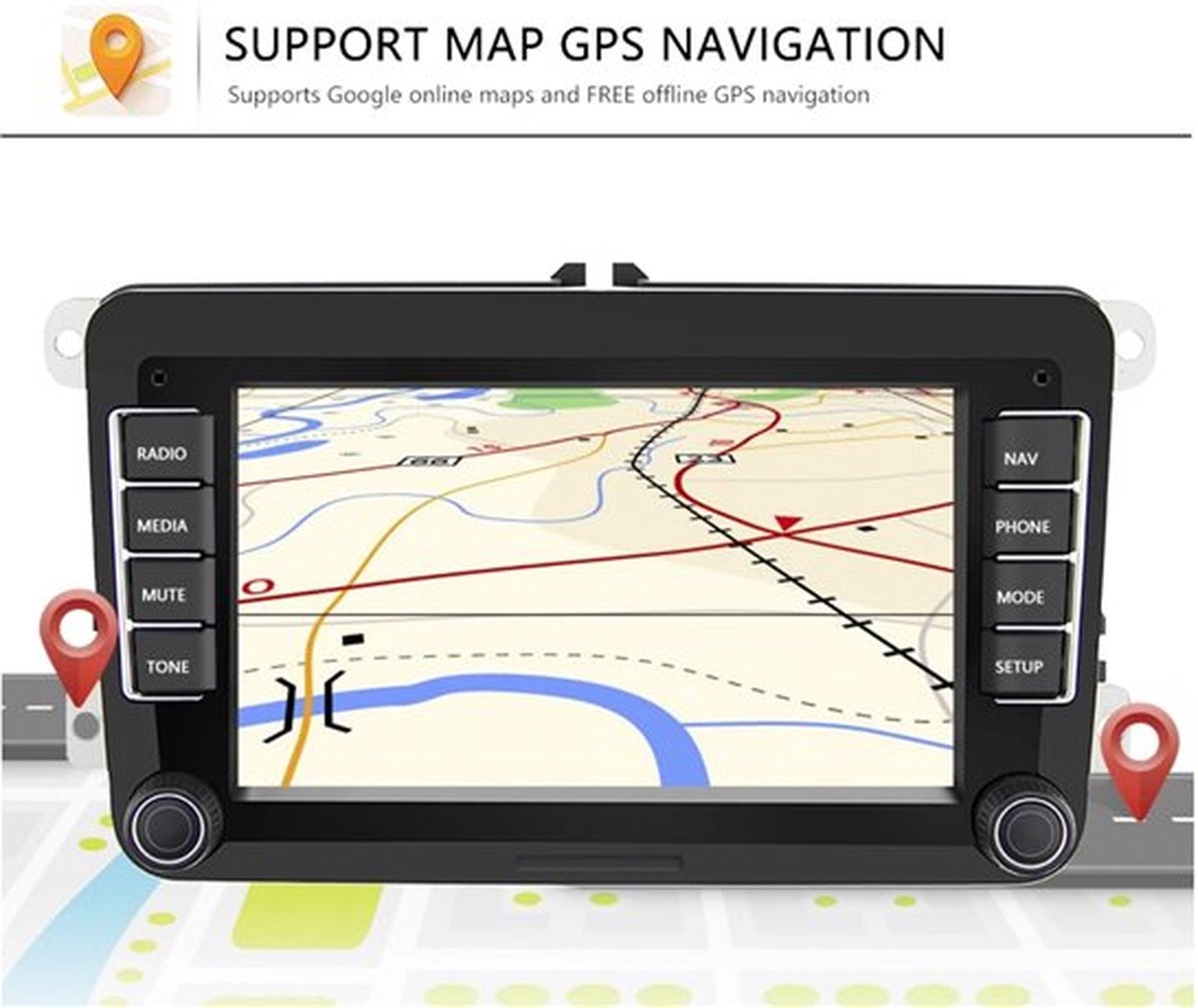 Autoradio 510RNS Android Volkswagen Polo Golf / Seat / Skoda Bluetooth Navigatie kaarten Europa