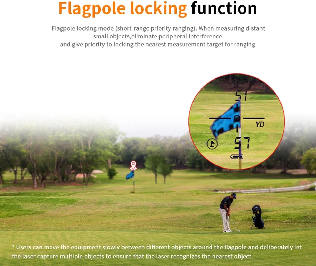 Afstandsmeter Golf - Laser Afstandsmeter Golfpro - 650M - Golftrainingsmateriaal - Golf Accessoires - vlag-lock - meerdere modi mogelijk