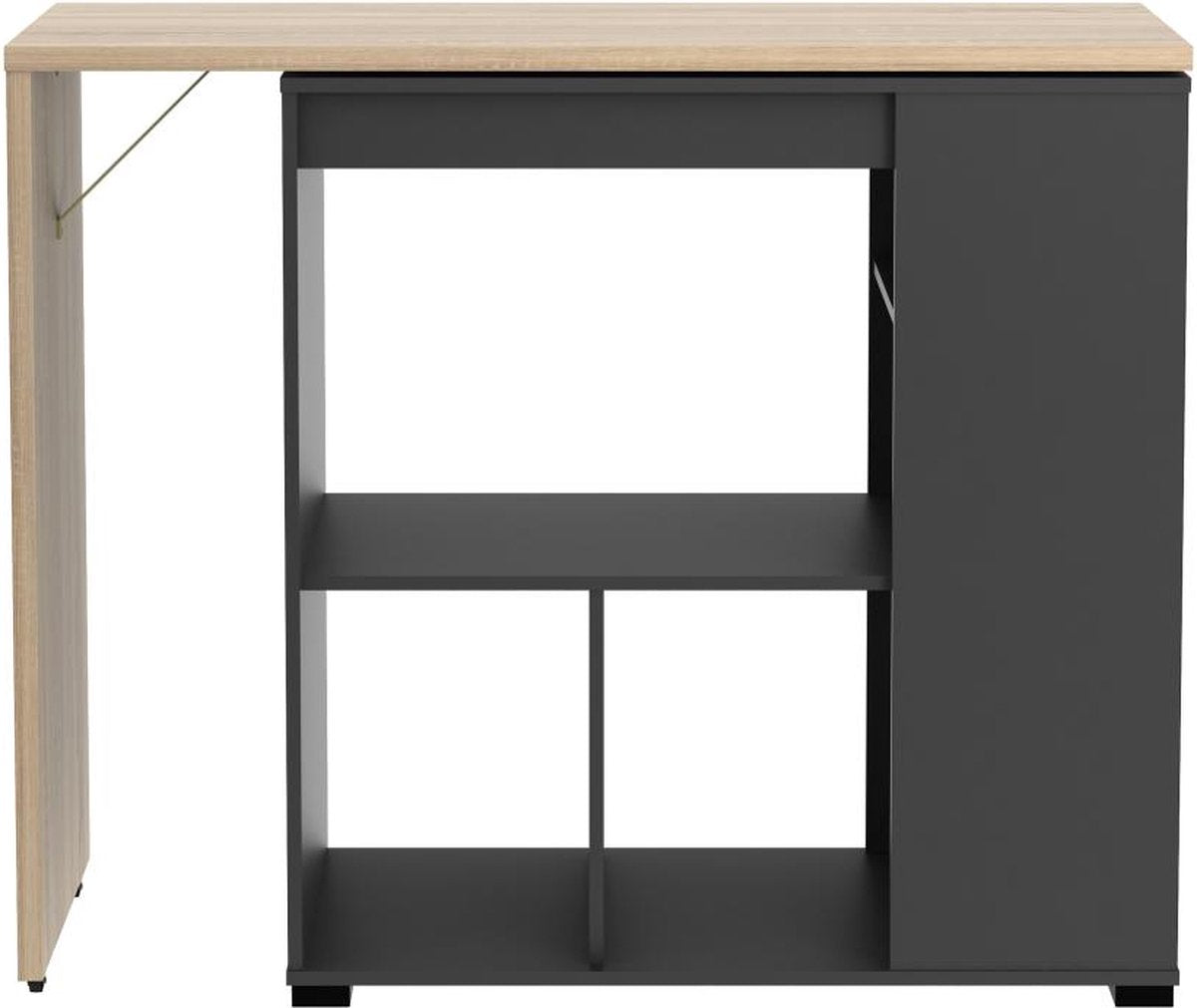 Vente-unique Swivel Bar Unit with Storage - Natural and Anthracite - SATURNE W 172 cm x H 100 cm x D 39.6 cm