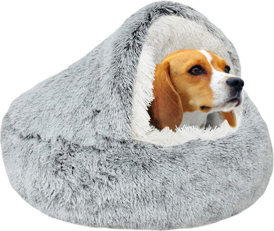 Cave hondenmand 50cm - kalmerend en angstverlichtend - voor kleine honden/katten - donut - grijs