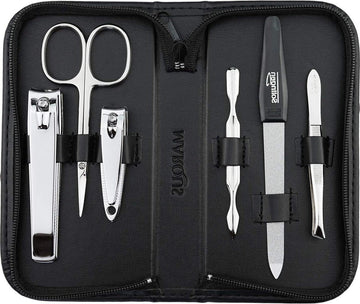 Manicure set - Solingen - Kunstlederen etui - 6-delige nagelset - Vrouwen - Mannen - Glanzend vernikkeld gepolijst staal