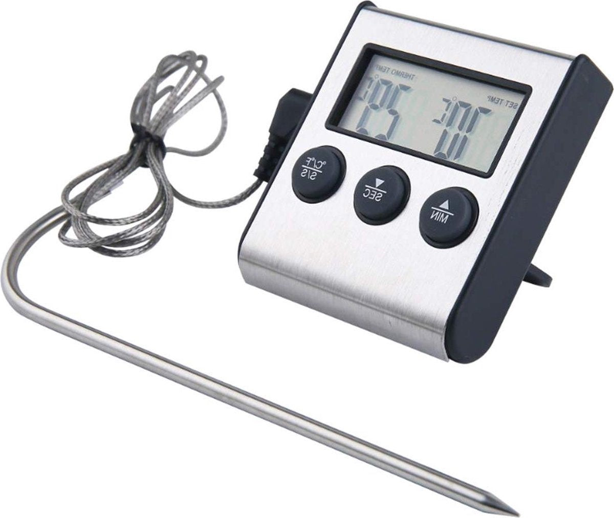 Meat Thermometer Timer Probe Food Thermometer for Cooking Meat BBQ and Grilling - Water - Milk - Wine - Liquid Temperature with Probe