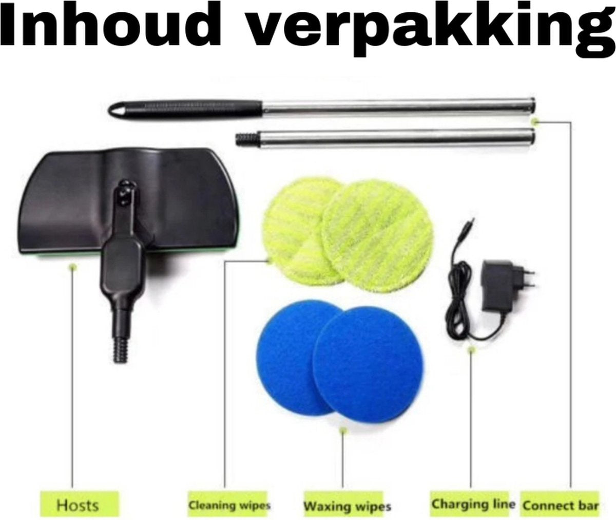 Elektrische Dweil - Oplaadbaar & Draadloos - In Hoogte Verstelbaar - Dweilsysteem - Dweilmachine - Dweilapparaat - Vloerwisser - Vloerreiniger - Vloermop - Mop - Schoonmaakborstel