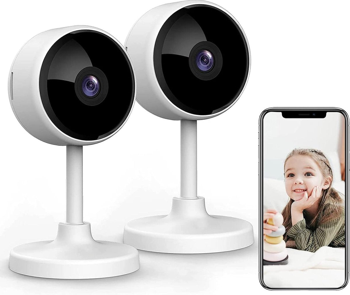 Security camera, for indoor use, with motion detection, night vision, 2-way audio, baby monitor with camera and app, pet camera with app, wifi camera, indoor, compatible with Alexa