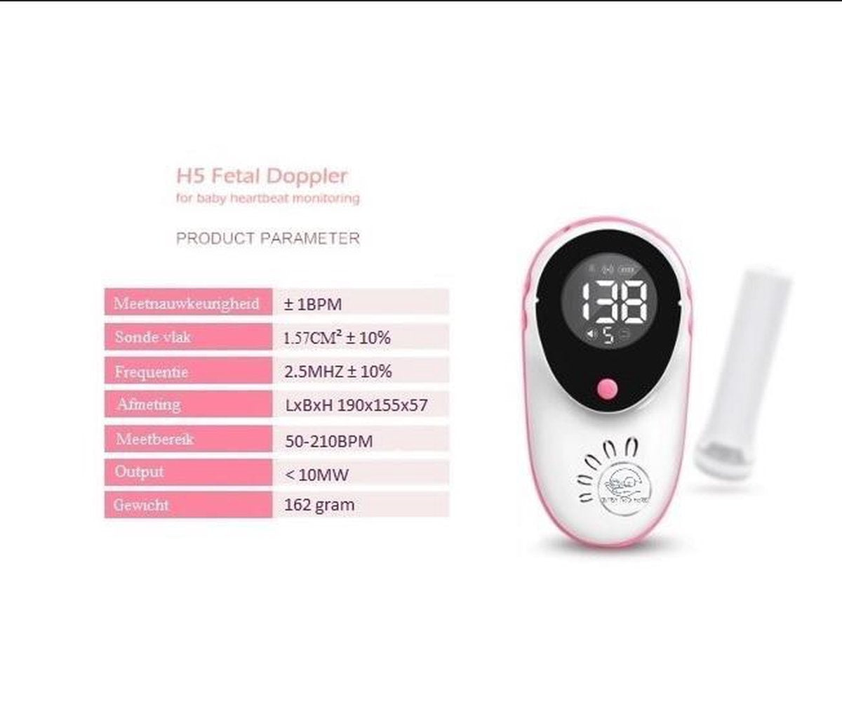 Doppler - Baby Heart Monitor - Including Doppler Gel - With LCD Colour Screen