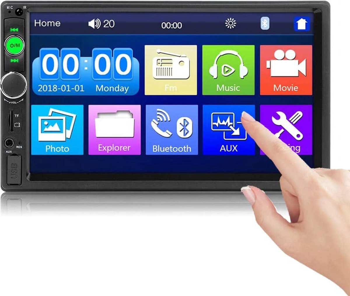 Universele Autoradio met Bluetooth, USB & Aux - Handsfree - Mirrorlink - Radio met Microfoon