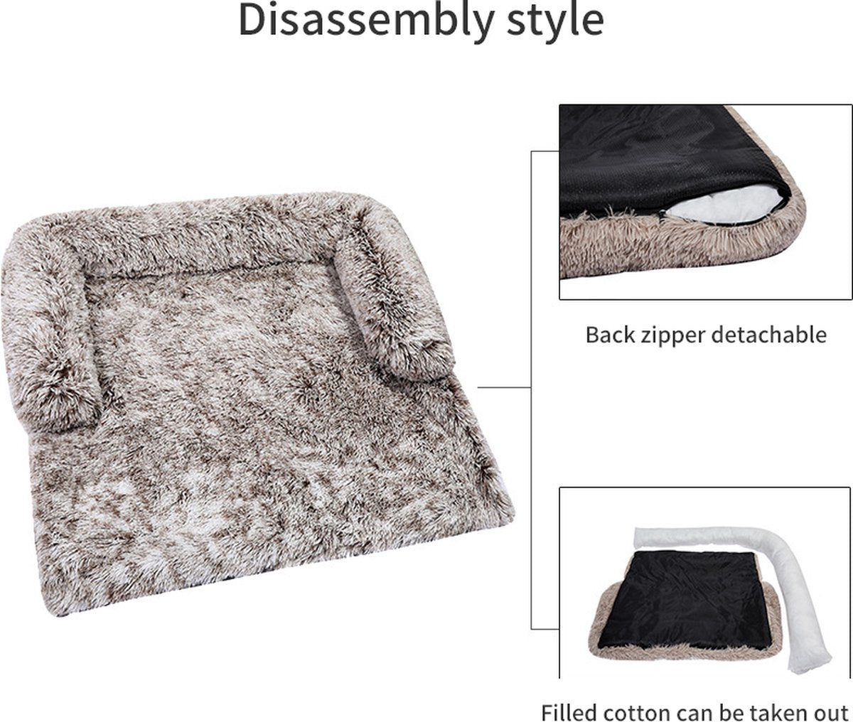 Soft Plush Dog Mat Sofa, Calming Dog Bed, Ultra Soft Fur Pet Beds, Soft Washable Pad Blanket Cushion Furniture Cover, Protector, Pet Bed for Dogs and Cats, 102x90 cm