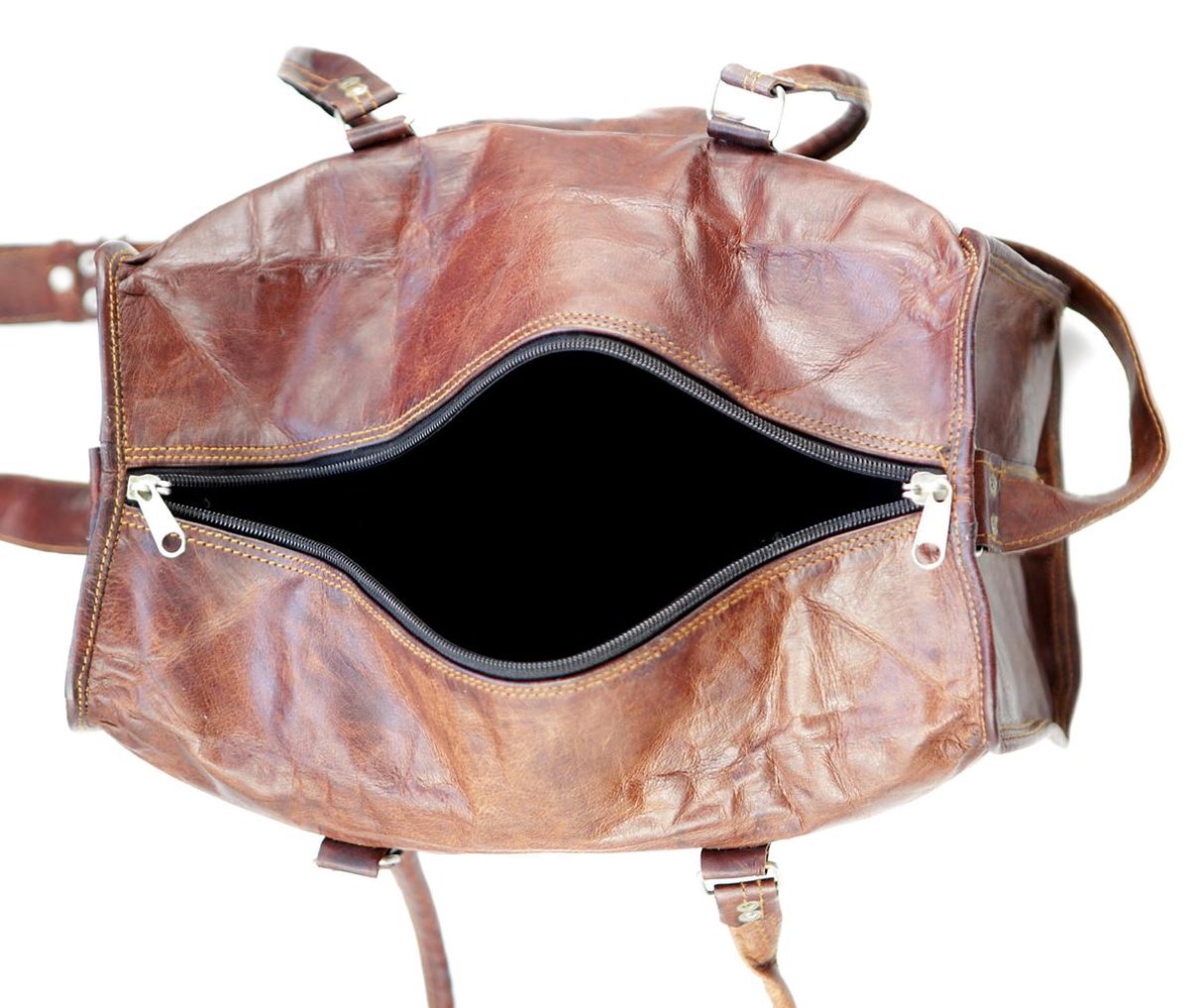 Travel bag made of REAL LEATHER - Sports bag - Weekend bag MALAGA Real Leather - Cognac Brown -HANDMADE VINTAGE STYLE Duffle bag