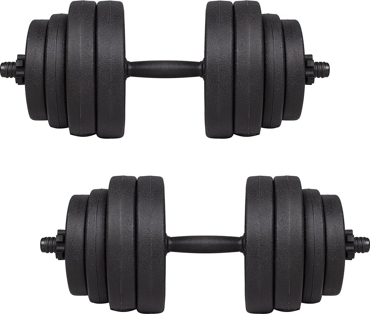 Springos Halters | Gewichten set | Halterset | 16 gewichten | 30 kg | Zwart