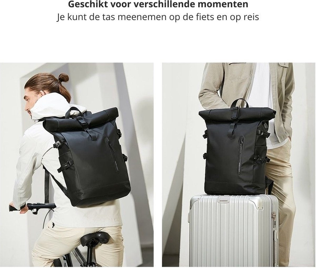 Avoir Avoir® Rolltop Backpack - Dames en Heren - Waterdicht - Laptoptas 15,6 Inch - 40 Liter Rugzak - Verstelbare Reistas - Backpack Rugzak Groen