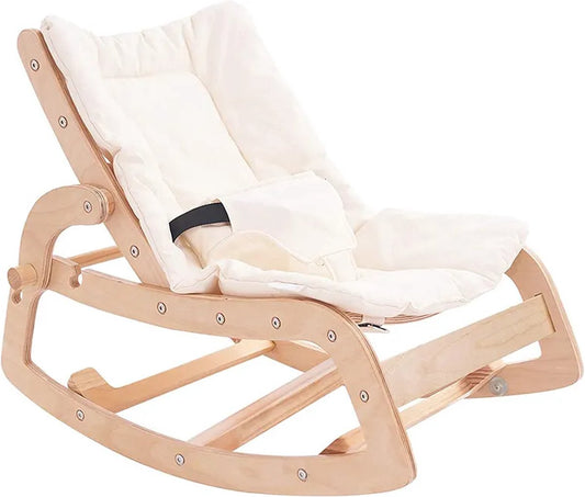 Bouncer & Rocker in één! - Off-White - Verstelbaar in 3 Standen - Bouncer - Inclusief Gordeltje - Babyschommel - Wipstoel voor Baby / Peuter / Kleuter - Wasbare Hoes