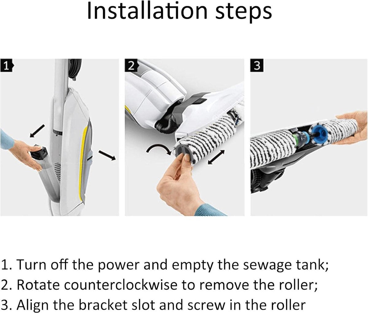 Microvezel Roller Borstel Set - Harde Vloer Reiniger - Roller Vervanging - Microfiber - Wasbaar - Nat Droog Gebruik - Karcher FC3 FC3D FC5 FC5D FC7 (zwart) - 2 Stuks