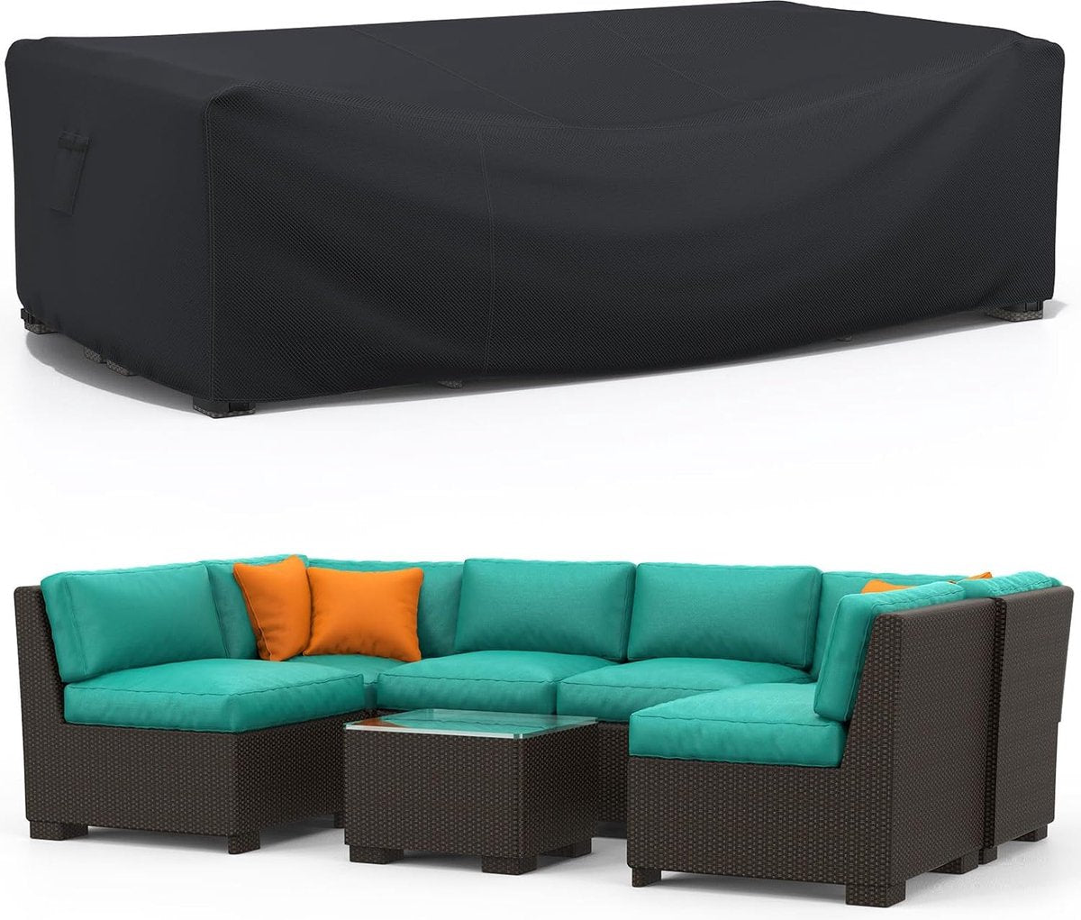 Tuinmeubelhoes - 213x132x74 cm - Waterdicht - 600D Oxford Stof - Hoes - UV-bestendig - Loungesethoes - Beschermhoes - Afdekzeil - Tuinset - Tuinmeubel - Zwart