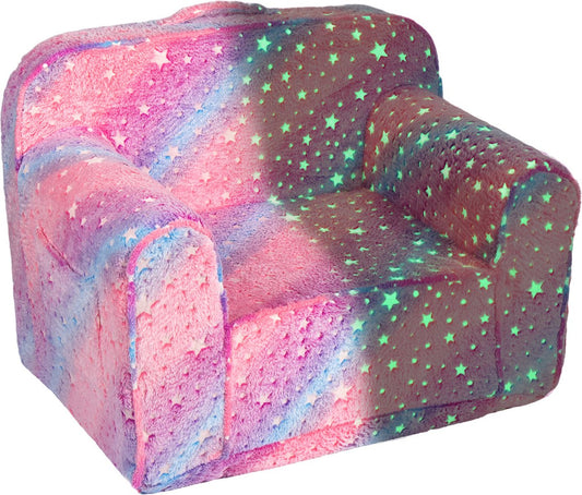Kinder Zitzakstoel - 61x45x45cm Lichtgevende Kleuterstoel - Kinderbank - Afneembare & Uitwasbare hoes - Roze