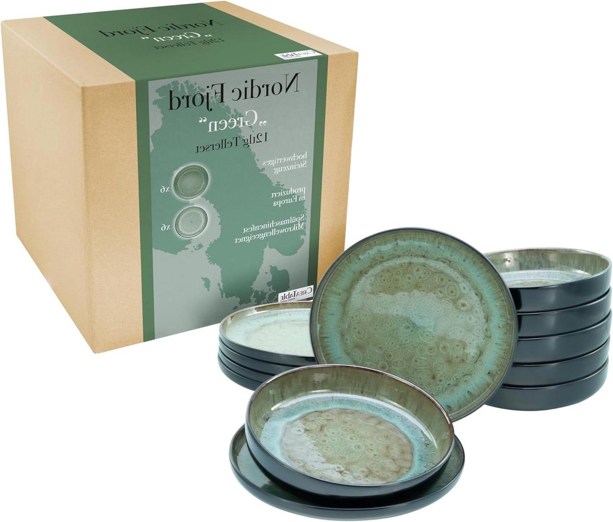 Dinnerware set for 12 Nordic Fjord dishwasher safe earthenware Dinnerware set for 12