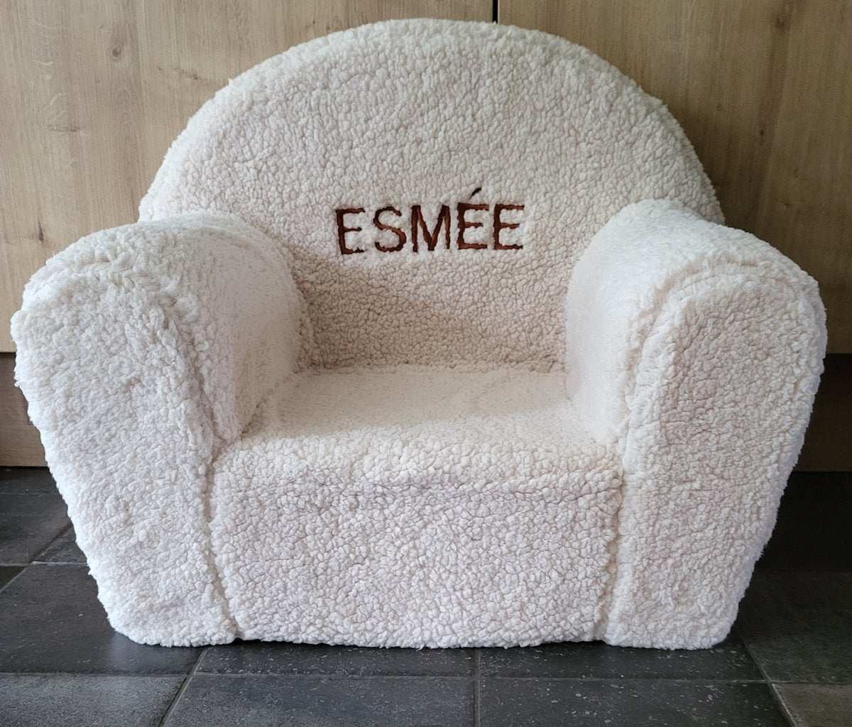 ecru teddy kinderstoel met geborduurde naam/teddy kinderfauteuil/teddy stoel met naam