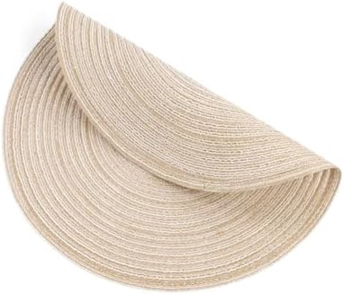 Ronde placemats en onderzetters, set van 6, ronde gevlochten geweven placemats, wasbare tafelmatten en onderzetters, hittebestendige tafelmatten voor keuken, eettafel, thuisrestaurant