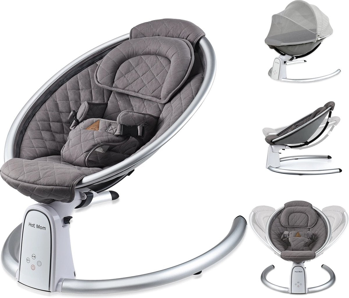 Verkoop Nederland® - Automatic Baby Swing - Electric Baby Cradle - Remote Control Bouncer - Five modes - Play music via Bluetooth - timer - Stylish - 0-1 years