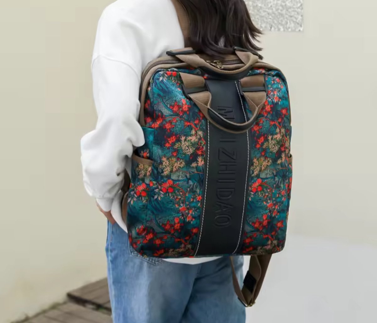 Avoir Avoir® Designer Rugzak voor Dames - Duurzaam Canvas - Grote Tas - Schooltas - Schoolrugzak - Schoolrugtas - Casual/Eenvoudig - Telefoonvak - Comfortabel Draagsysteem - Polyester Voering - Trendy Bloemenpatroon - Unisex Design