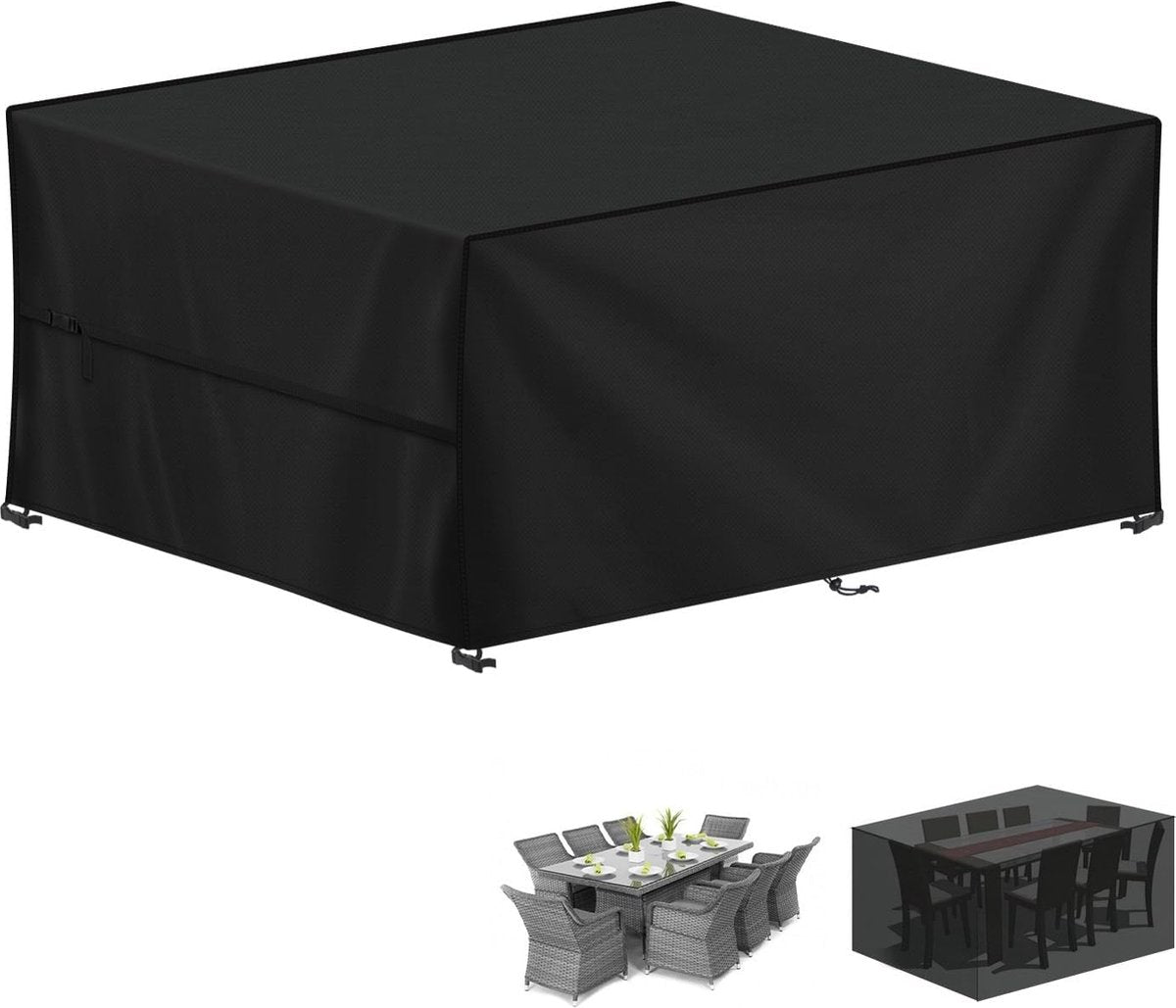 Tuinmeubelhoezen waterdicht, outdoor, winterbestendig afdekzeil voor tuinmeubelen, 420D Oxford beschermhoes voor tuintafel zitgroep rechthoekig 250 x 180 x 100 cm
