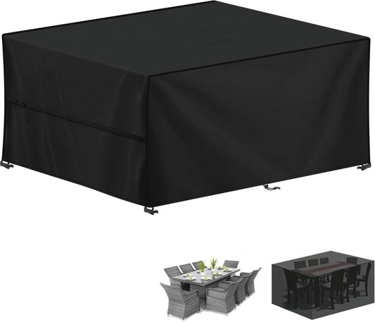 Tuinmeubelhoezen waterdicht, outdoor, winterbestendig afdekzeil voor tuinmeubelen, 420D Oxford beschermhoes voor tuintafel zitgroep rechthoekig 250 x 180 x 100 cm