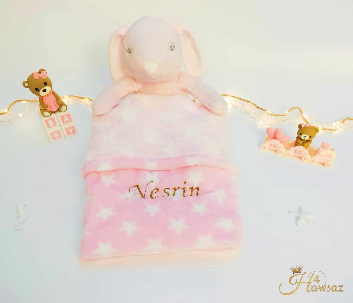 Kraamcadeau voor meisje 8 stuks - Hawsaz.nl cadeau - Babyknuffel - Slabbetje - Kraamcadeau - Gepersonaliseerd cadeau - Babydeken - Babygeschenksets - Geboortecadeau - Babyverzorging - Babyset - Zwitsal - Babypakket - Tweeling