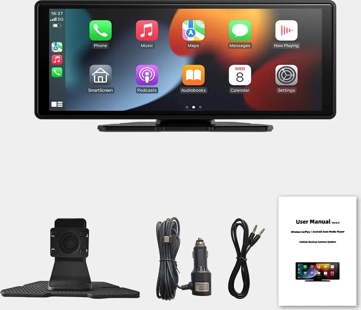 Carplay Scherm - Touchscreen - Navigatiesysteem Auto - Voor Apple & Android - Universeel - Carplay Draadloos - Multimedia Autoradio - 10,26 INCH