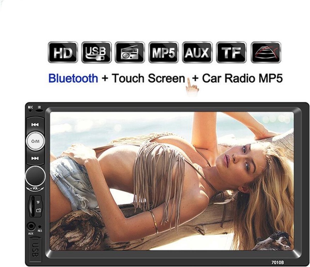 HD Dubbel din autoradio 7". Bluetooth, USB, AUX, Handsfree met touchscreen & afstandsbediening