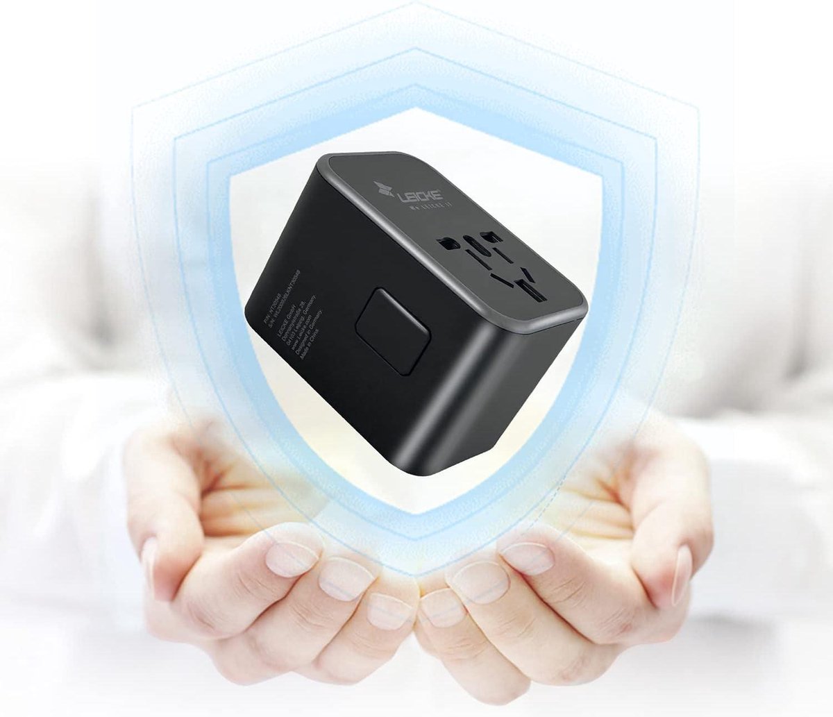 Universal travel adapter - International travel plug with 3 USB A ports - 2 type C - 224 countries - US/EU/UK/AUS plugs