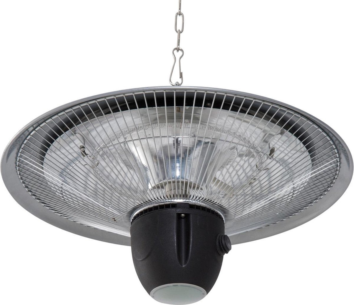 Terrasverwarmer met LED verlichting - Inclusief afstandsbediening - Heater - Warmtelamp - Verwarming - 1500 W - Zilver